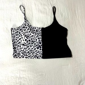 Half Black Half Cheetah Print Tank Top